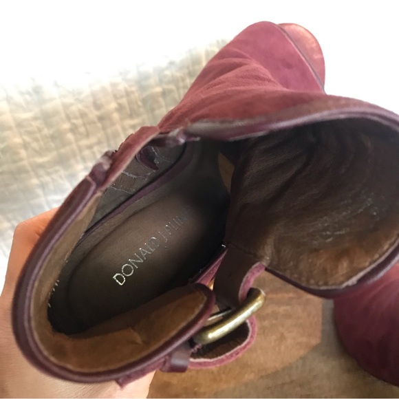 Donald J Pliner Itara Burgundy Wine Leather Buckle Open Toe Heel Ankle Booties - Picture 6 of 7